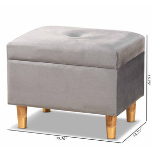 Baxton Studio Baxton Studio Modern Grey Velvet Storage Ottoman with Oak Legs - Chic Seating & Stylish Accent Piece JY20A250-Grey Velvet-Otto