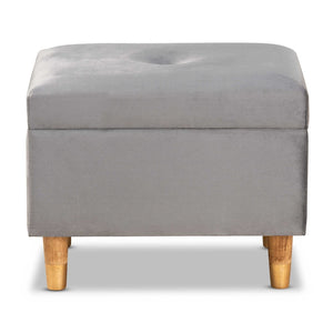 Baxton Studio Baxton Studio Modern Grey Velvet Storage Ottoman with Oak Legs - Chic Seating & Stylish Accent Piece JY20A250-Grey Velvet-Otto
