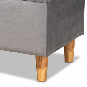 Baxton Studio Baxton Studio Modern Grey Velvet Storage Ottoman with Oak Legs - Chic Seating & Stylish Accent Piece JY20A250-Grey Velvet-Otto