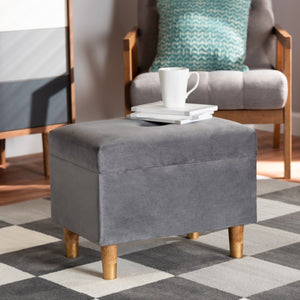 Baxton Studio Baxton Studio Modern Grey Velvet Storage Ottoman with Oak Legs - Chic Seating & Stylish Accent Piece JY20A250-Grey Velvet-Otto