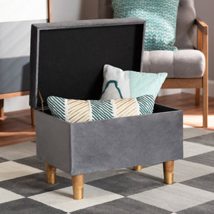 Baxton Studio Baxton Studio Modern Grey Velvet Storage Ottoman with Oak Legs - Chic Seating & Stylish Accent Piece JY20A250-Grey Velvet-Otto