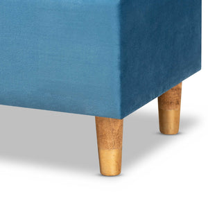 Baxton Studio Baxton Studio Sky Blue Velvet Storage Ottoman with Oak Finish, Stylish Seating & Hidden Compartment JY20A250-Sky Blue Velvet-Otto