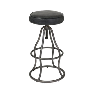 Lh Imports Bowie Stool - Stylish Adjustable Height Design With Durable Top Grain Leather And Iron Base Black Iron,Leather,Polyester Fiber,Pu Foam Sbs49-08b