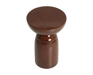 Sunpan Goya Sculptural Concrete End Table Marble Look Stone Finish Modern Living Room Accent Red 113200