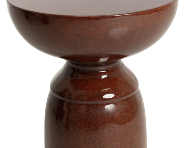 Sunpan Goya Sculptural Concrete End Table Marble Look Stone Finish Modern Living Room Accent Red 113200