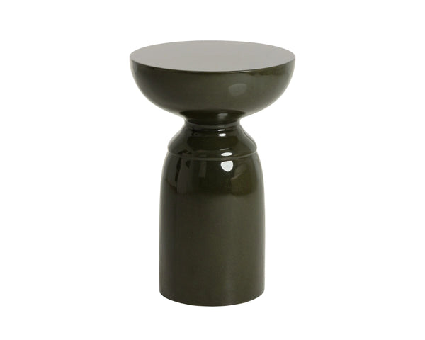 Sunpan Goya Sculptural Concrete End Table Marble Look Stone Finish Modern Living Room Accent Green 113201