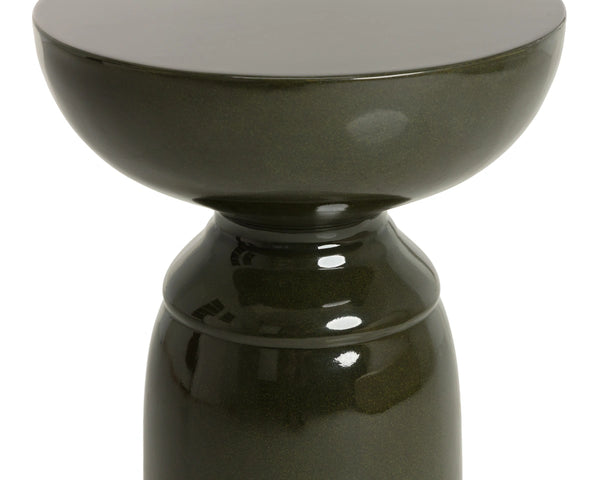 Sunpan Goya Sculptural Concrete End Table Marble Look Stone Finish Modern Living Room Accent Green 113201