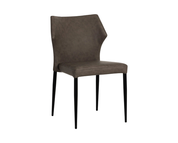 Sunpan James Stackable Faux Leather Dining Chair with Sculpted Back and Industrial Steel Legs 113223