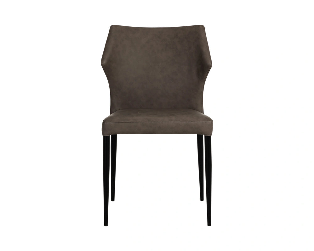 Sunpan James Stackable Faux Leather Dining Chair with Sculpted Back and Industrial Steel Legs 113223