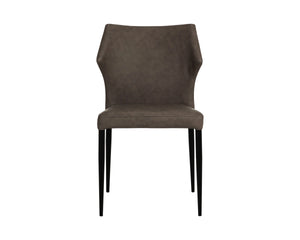 Sunpan James Stackable Faux Leather Dining Chair with Sculpted Back and Industrial Steel Legs 113223