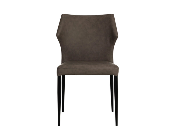 Sunpan James Stackable Faux Leather Dining Chair with Sculpted Back and Industrial Steel Legs 113223