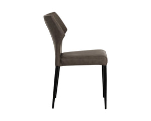 Sunpan James Stackable Faux Leather Dining Chair with Sculpted Back and Industrial Steel Legs 113223