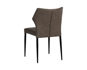 Sunpan James Stackable Faux Leather Dining Chair with Sculpted Back and Industrial Steel Legs 113223