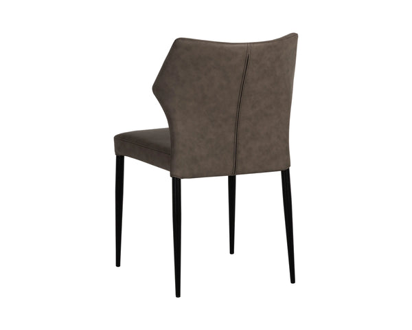 Sunpan James Stackable Faux Leather Dining Chair with Sculpted Back and Industrial Steel Legs 113223