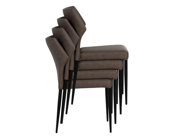Sunpan James Stackable Faux Leather Dining Chair with Sculpted Back and Industrial Steel Legs 113223