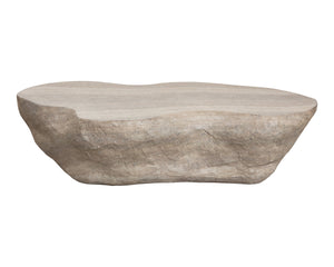 Sunpan Torbay Faux Travertine Concrete Coffee Table Organic Freeform Living Room Centerpiece 113238