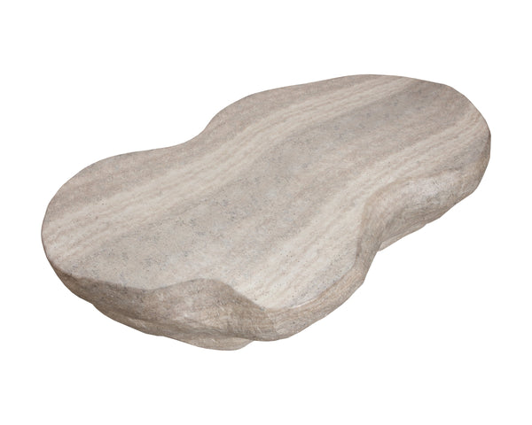 Sunpan Torbay Faux Travertine Concrete Coffee Table Organic Freeform Living Room Centerpiece 113238