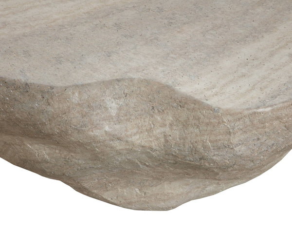 Sunpan Torbay Faux Travertine Concrete Coffee Table Organic Freeform Living Room Centerpiece 113238