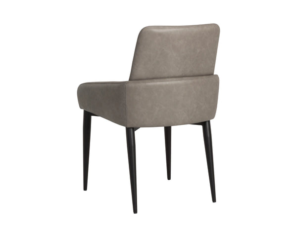 Sunpan Carlo Modern Faux Leather Dining Armchair with Sculpted Arms and Iron Base 113253