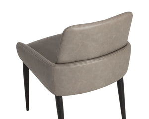 Sunpan Carlo Modern Faux Leather Dining Armchair with Sculpted Arms and Iron Base 113253