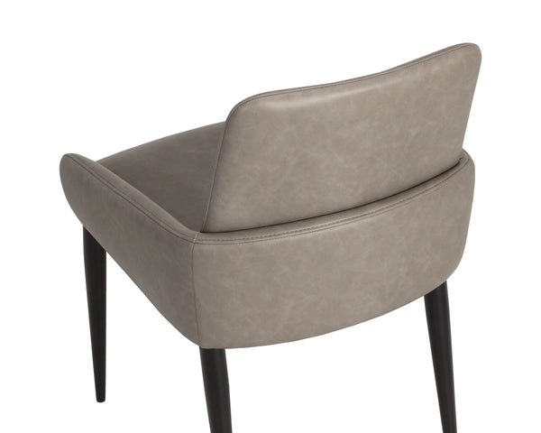 Sunpan Carlo Modern Faux Leather Dining Armchair with Sculpted Arms and Iron Base 113253
