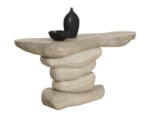Sunpan Torbay Faux Travertine Concrete Console Table Organic Modern Entryway Accent 113260