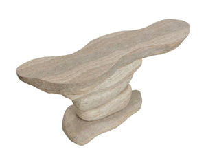 Sunpan Torbay Faux Travertine Concrete Console Table Organic Modern Entryway Accent 113260