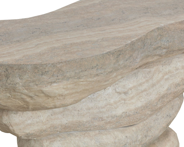 Sunpan Torbay Faux Travertine Concrete Console Table Organic Modern Entryway Accent 113260