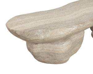 Sunpan Torbay Concrete Bench Faux Travertine Finish Sculptural Coffee Table for Modern Living 113261