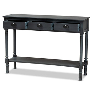 Baxton Studio Baxton Studio Garvey Console Table - Dark Blue-Gray Wood, 3 Drawers & Stylish Storage Solutions JY20A373-Grey-Console