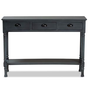 Baxton Studio Baxton Studio Garvey Console Table - Dark Blue-Gray Wood, 3 Drawers & Stylish Storage Solutions JY20A373-Grey-Console