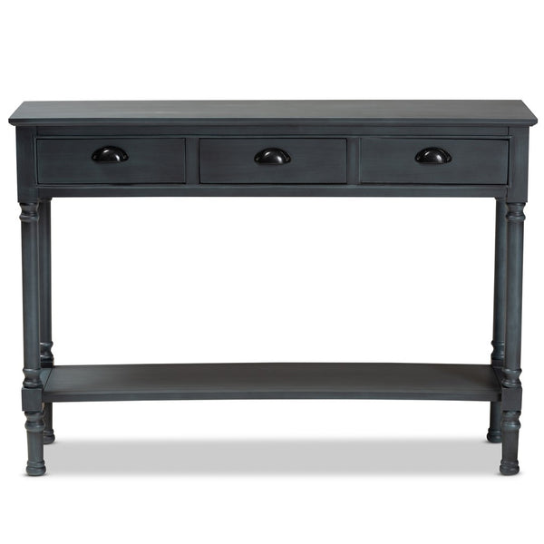 Baxton Studio Baxton Studio Garvey Console Table - Dark Blue-Gray Wood, 3 Drawers & Stylish Storage Solutions JY20A373-Grey-Console