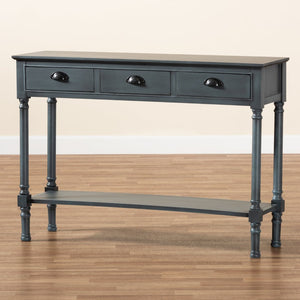 Baxton Studio Baxton Studio Garvey Console Table - Dark Blue-Gray Wood, 3 Drawers & Stylish Storage Solutions JY20A373-Grey-Console