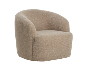 Sunpan Fuwari Swivel Lounge Chair Plush Barrel Silhouette for Living Room Reading Nooks Shearling 113296