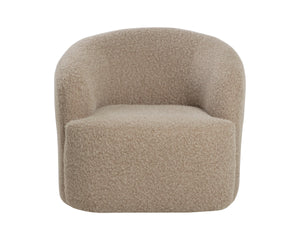 Sunpan Fuwari Swivel Lounge Chair Plush Barrel Silhouette for Living Room Reading Nooks Shearling 113296