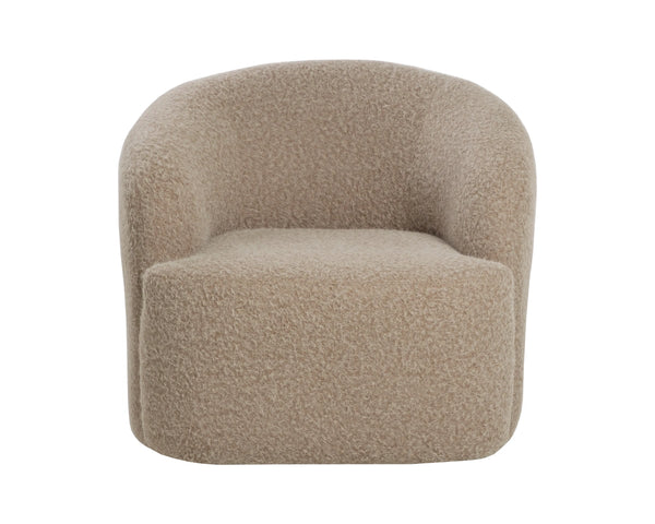 Sunpan Fuwari Swivel Lounge Chair Plush Barrel Silhouette for Living Room Reading Nooks Shearling 113296