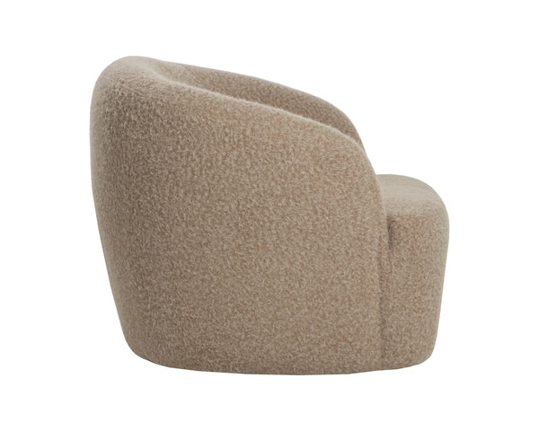 Sunpan Fuwari Swivel Lounge Chair Plush Barrel Silhouette for Living Room Reading Nooks Shearling 113296