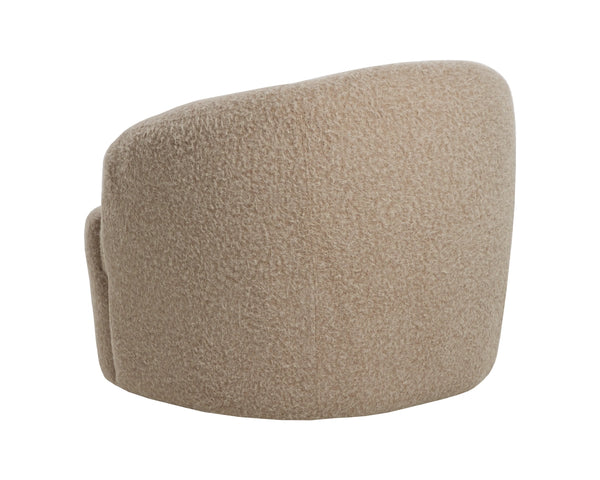 Sunpan Fuwari Swivel Lounge Chair Plush Barrel Silhouette for Living Room Reading Nooks Shearling 113296