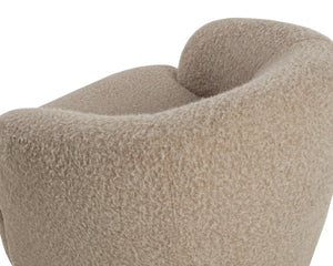 Sunpan Fuwari Swivel Lounge Chair Plush Barrel Silhouette for Living Room Reading Nooks Shearling 113296