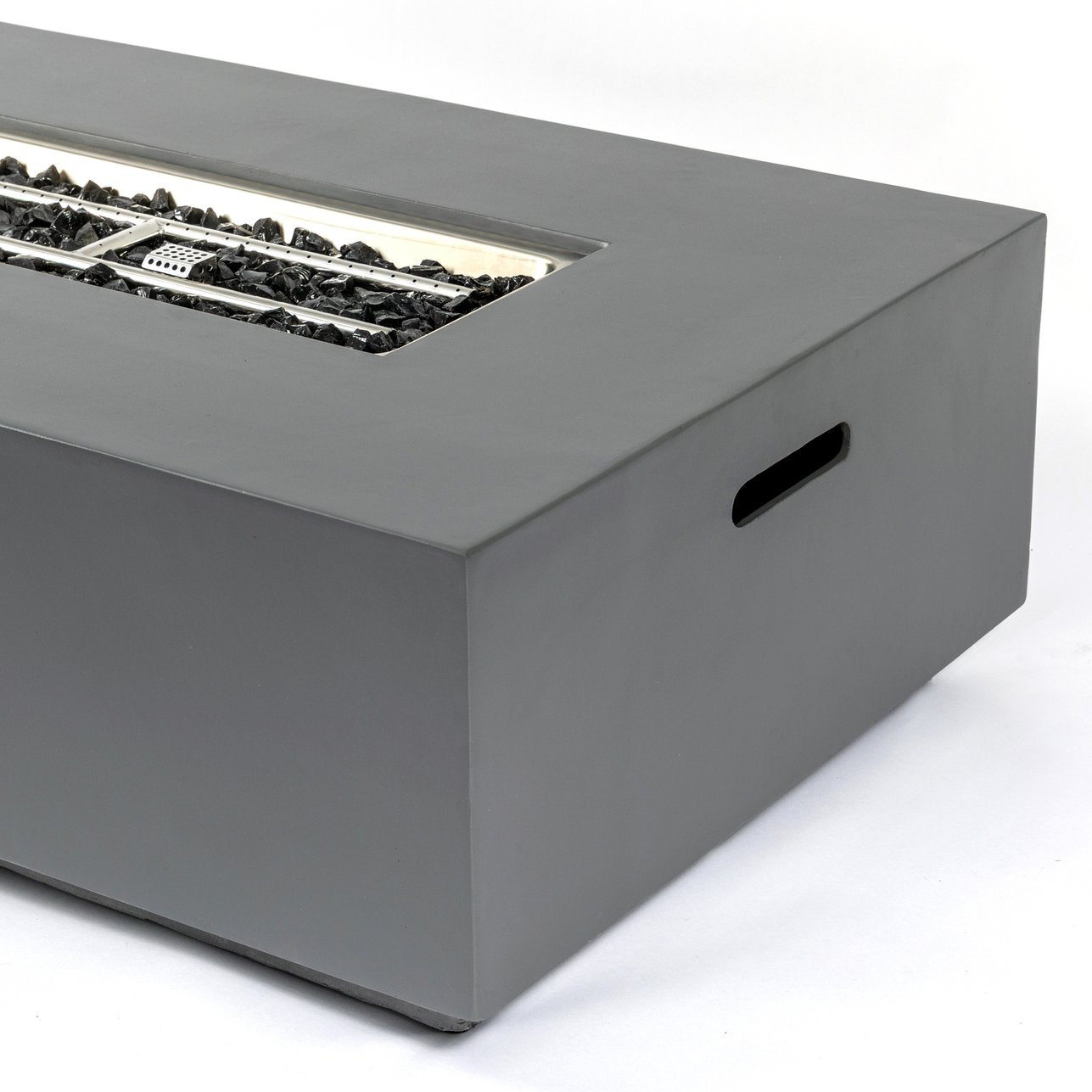 Concrete 48-Inch Rectangular Fire Pit Table With 50,000 Btu, Fiber Con