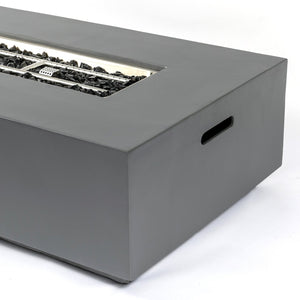 English Elm Concrete 48-Inch Rectangular Fire Pit Table with 50,000 BTU, Fiber Concrete Durability & Cover Included Light Gray B120P410190