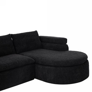 English Elm 106" L-shaped Sectional Sofa Modular Chaise Lounge Neutral Fabric Living Room Black N771P396321H_N771P396322H