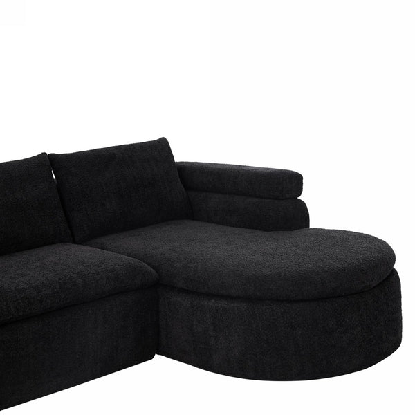 English Elm 106" L-shaped Sectional Sofa Modular Chaise Lounge Neutral Fabric Living Room Black N771P396321H_N771P396322H