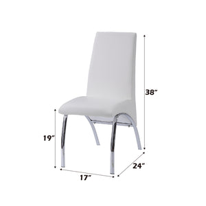 English Elm Pervis White PU Leather Side Chair Set of 2 — Chrome Curved Legs, Padded High Back, Modern Dining Elegance B2726P338124