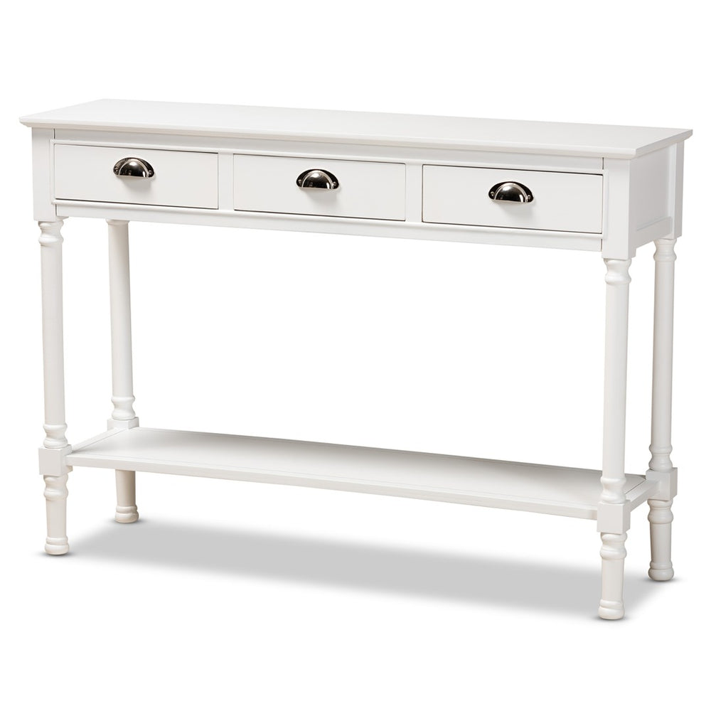 Baxton Studio Baxton Studio Garvey Console Table - Elegant White Wood, 3-Drawer Storage for Entryway & Living Room JY20A373-Antique White-Console