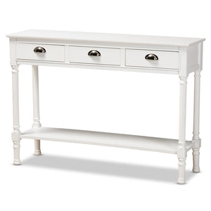 Baxton Studio Baxton Studio Garvey Console Table - Elegant White Wood, 3-Drawer Storage for Entryway & Living Room JY20A373-Antique White-Console