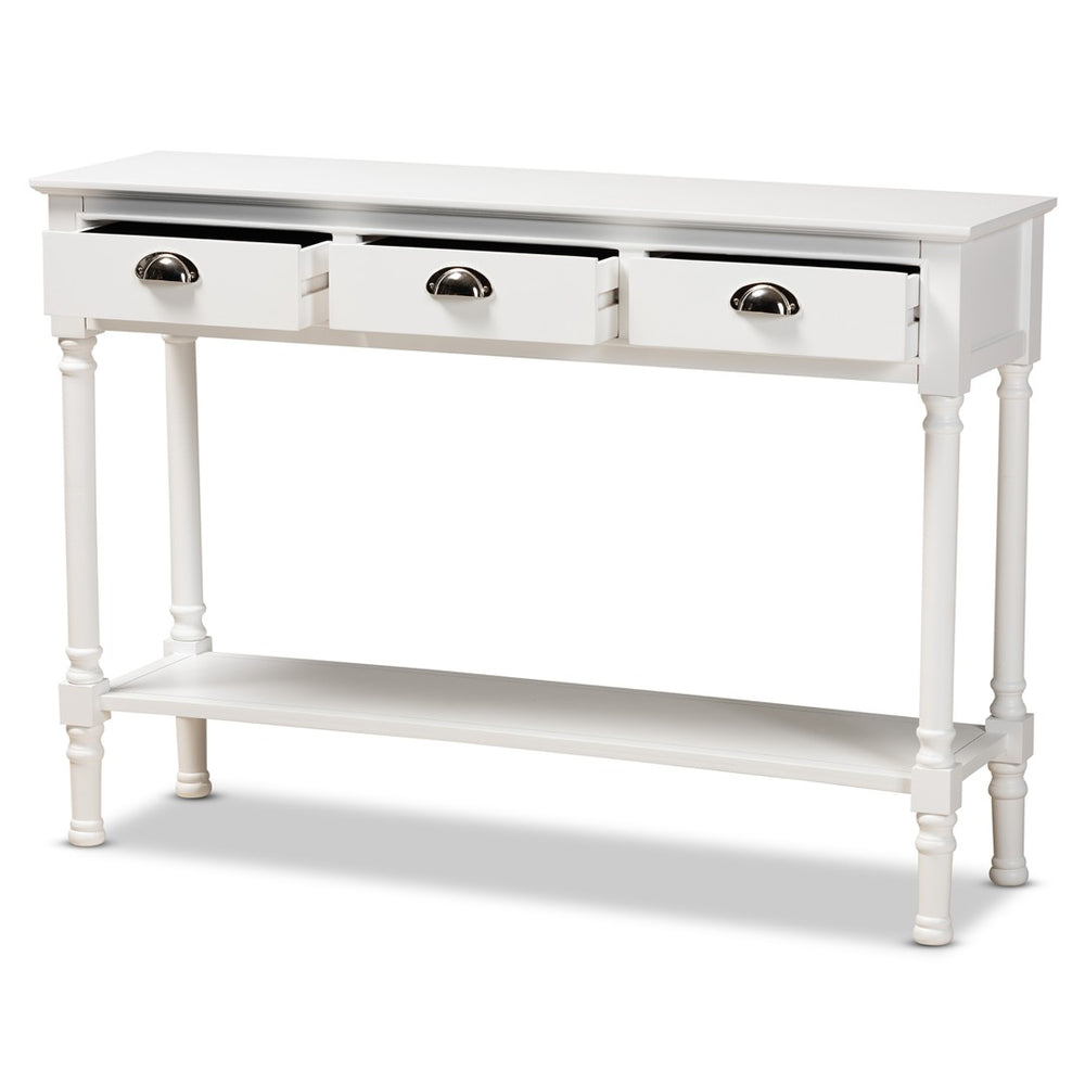 Baxton Studio Baxton Studio Garvey Console Table - Elegant White Wood, 3-Drawer Storage for Entryway & Living Room JY20A373-Antique White-Console