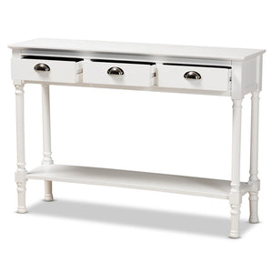 Baxton Studio Baxton Studio Garvey Console Table - Elegant White Wood, 3-Drawer Storage for Entryway & Living Room JY20A373-Antique White-Console