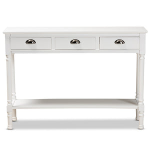 Baxton Studio Baxton Studio Garvey Console Table - Elegant White Wood, 3-Drawer Storage for Entryway & Living Room JY20A373-Antique White-Console