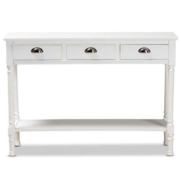 Baxton Studio Baxton Studio Garvey Console Table - Elegant White Wood, 3-Drawer Storage for Entryway & Living Room JY20A373-Antique White-Console